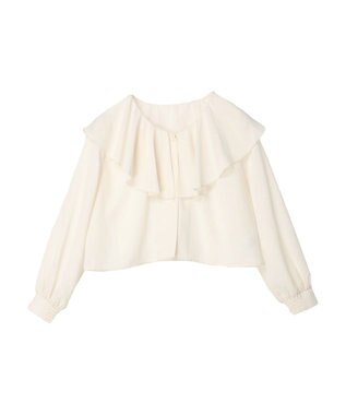 earth music&ecology ラッフルショートブラウス Off White