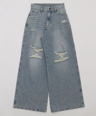 WEGO ダメージワイドデニムパンツ デニム中濃加工色