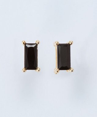 Phoebe シャインフレームレクタングルピアス　ブラック ブラック