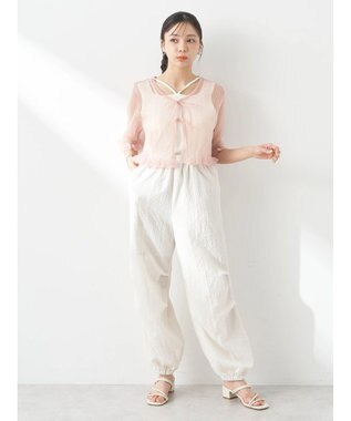 earth music&ecology シアーラメフリルカーディガン Pink