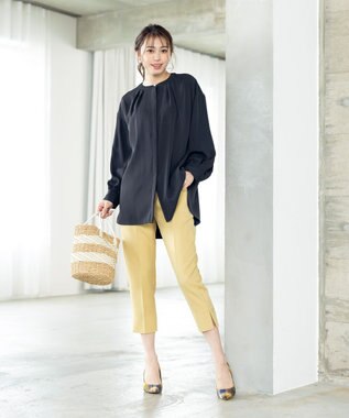 Tiaclasse 【洗える】スリットテーパードパンツ ライム