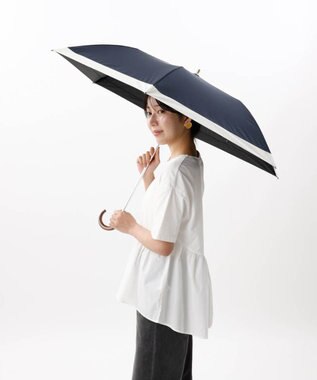 AURORA 【WEB限定】 バイカラー晴雨兼用傘（折りたたみ・トップフラット） ネイビー