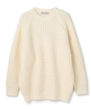 UNFILO MENS 【男女兼用】ウールポップコーン クルーネック ニット ホワイト