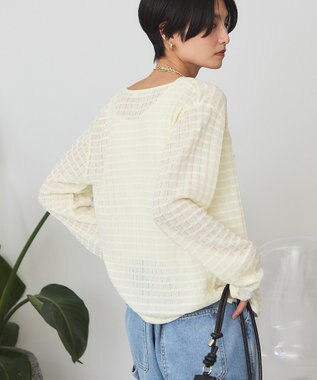 AMERICAN HOLIC シアーチェックカーディガン Yellow