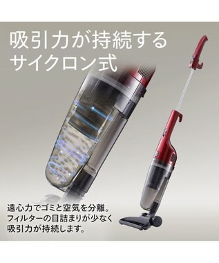 YAMATO テーブル＆キッチン 【TWINBIRD】サイクロンスティック型クリーナー  ルビーレッド  TC-5134R レッド