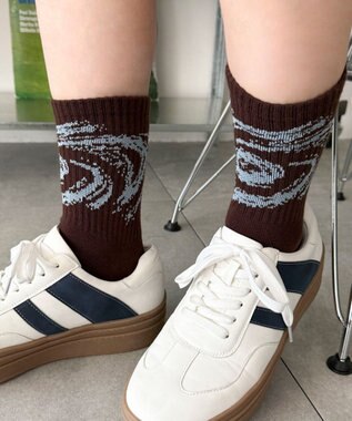 WEGO グラフィックデザインソックス ブラウン