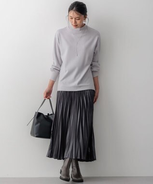 23区 【洗える】レザーライクプリーツ スカート グレー系