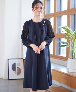 Tiaclasse レーススリーブワンピース ネイビー