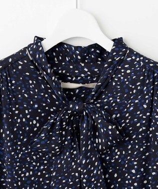 自由区 【XSサイズ～/洗える】フローイングドットプリント ワンピース ネイビー系5