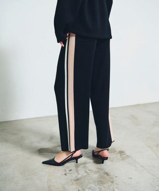 GRACE CONTINENTAL サイドラインニットパンツ ブラック