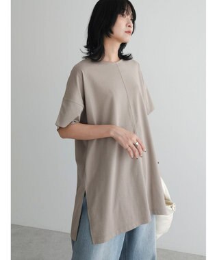 Green Parks 冷っとすずやか　袖広チュニック Gray Beige