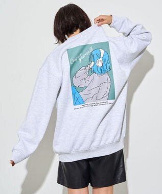 WEGO 【ユニセックス着用ITEM】ガールイラストグラフィックプルオーバー アッシュグレー