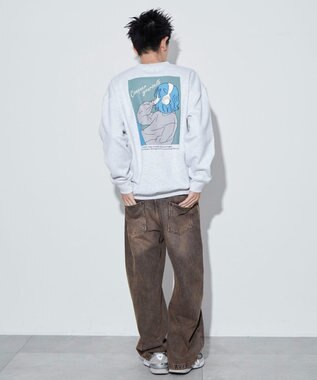 WEGO 【ユニセックス着用ITEM】ガールイラストグラフィックプルオーバー アッシュグレー