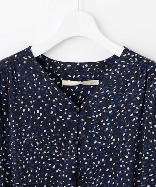 自由区 【XSサイズ～/洗える】フローイングドットプリント ワンピース ネイビー系5