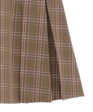 earth music&ecology 【セットアップ可】ビット付きミニスカート Check Brown