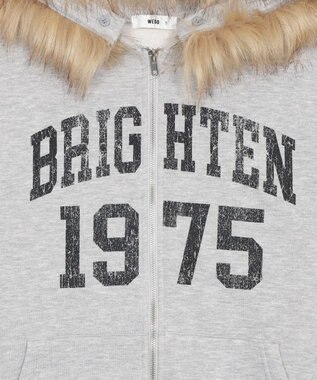 WEGO 裏起毛ファーフードBIGZIPパーカー 杢グレー