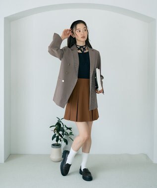 earth music&ecology 【セットアップ可】ビット付きミニスカート Light Brown