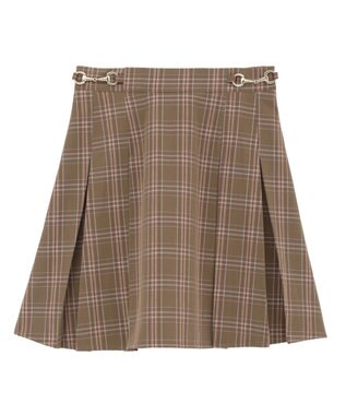 earth music&ecology 【セットアップ可】ビット付きミニスカート Check Brown
