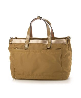 LA BAGAGERIE 【エコユース】ナイロン×型押しエナメル　2WAYミニトート ベージュ