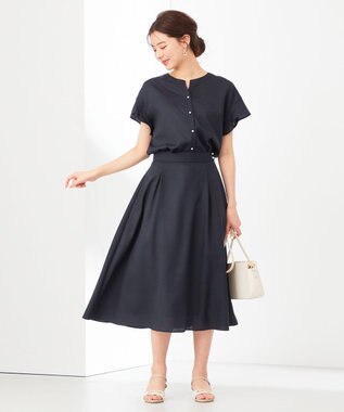 ANY SIS 【美人百花6月号掲載】スムージーポリエステル ブラウス ネイビー