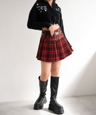 WEGO 刺繍ダメージニットWZIPパーカー ブラック