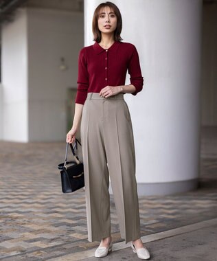 ANY SIS S CICA加工 襟デザイン ニット ボルドー