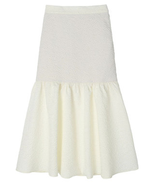 earth music&ecology エンボスフラワー　切替ボリュームスカート Ivory