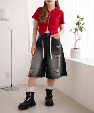 WEGO WZIPギャザートップス レッド