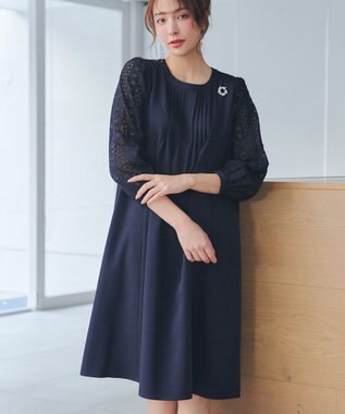 Tiaclasse レーススリーブワンピース ネイビー