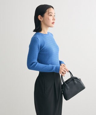 Green Parks プチケーブルクルーネックニットプルオーバー Blue