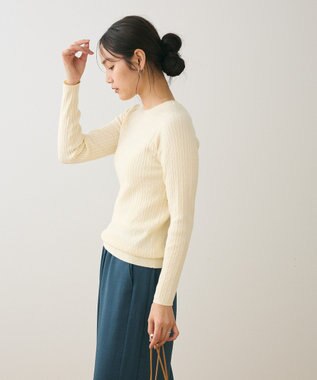 Green Parks プチケーブルクルーネックニットプルオーバー Off White