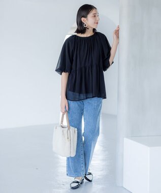 組曲 チュールティアード ブラウス ブラック系5