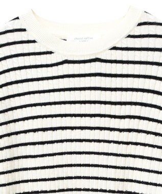 Green Parks プチケーブルクルーネックニットプルオーバー Border