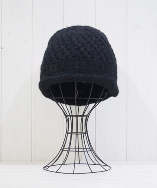 石田製帽 【防寒対策・日本製】ウールロールアップ ニット帽 ブラック