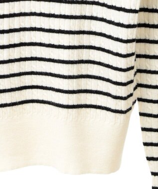 Green Parks プチケーブルクルーネックニットプルオーバー Border