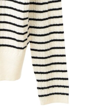 Green Parks プチケーブルクルーネックニットプルオーバー Border