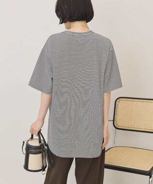 AMERICAN HOLIC 裾ラウンドＴシャツ Border Black
