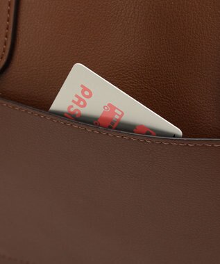 style code 【MERCURYDUO/マーキュリーデュオ】両アオリポケットサイド配色大開き開口 超軽量ハンドバッグ キーチャーム付 ダークブラウン