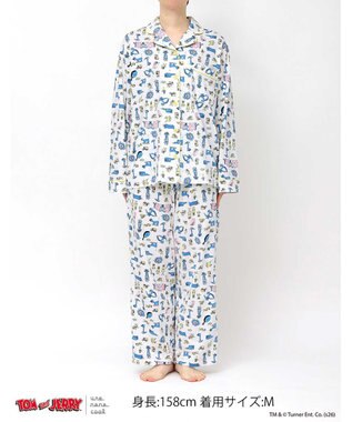 une nana cool トムとジェリー × une nana cool【綿100%】長袖開襟パジャマ アイボリー