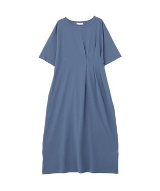 Green Parks 半袖タックカットワンピース Deep Blue