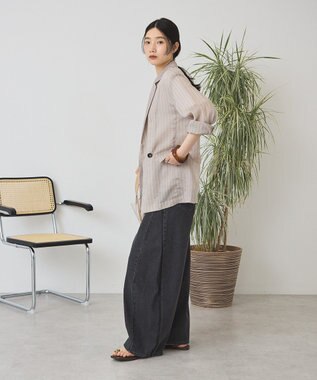 AMERICAN HOLIC シアーストライプジャケット Gray Beige