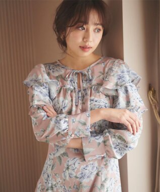 Feroux 【洗える】フラワープリント ワンピース ピンク系9