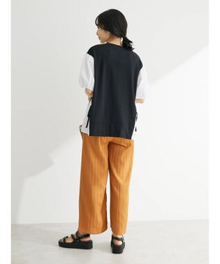 Green Parks 布帛ドッキング脇リボンプルオーバー Black