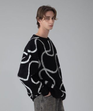 WEGO 【ユニセックス着用ITEM/MLサイズ展開】ファジーパターンプルオーバー ブラック