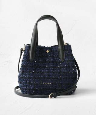 TOCCA SUGAR CUBE 2WAY BAG ショルダーバッグ ネイビーツイード