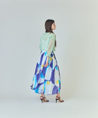 GRACE CONTINENTAL ペイントシアースカート ブルー