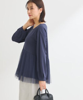 Green Parks プリーツチュールドッキングプルオーバー Navy