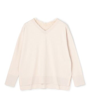 UNFILO マイビューティニット レースドッキング Vネック グレージュ