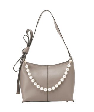 YECCA VECCA パールチャーム付きリボンベルトバッグ Charcoal Gray