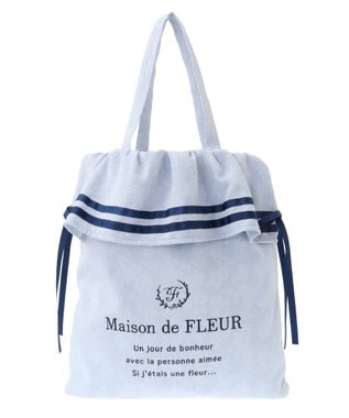 Maison de FLEUR ラインリボンジャカードトートバッグ Light Blue